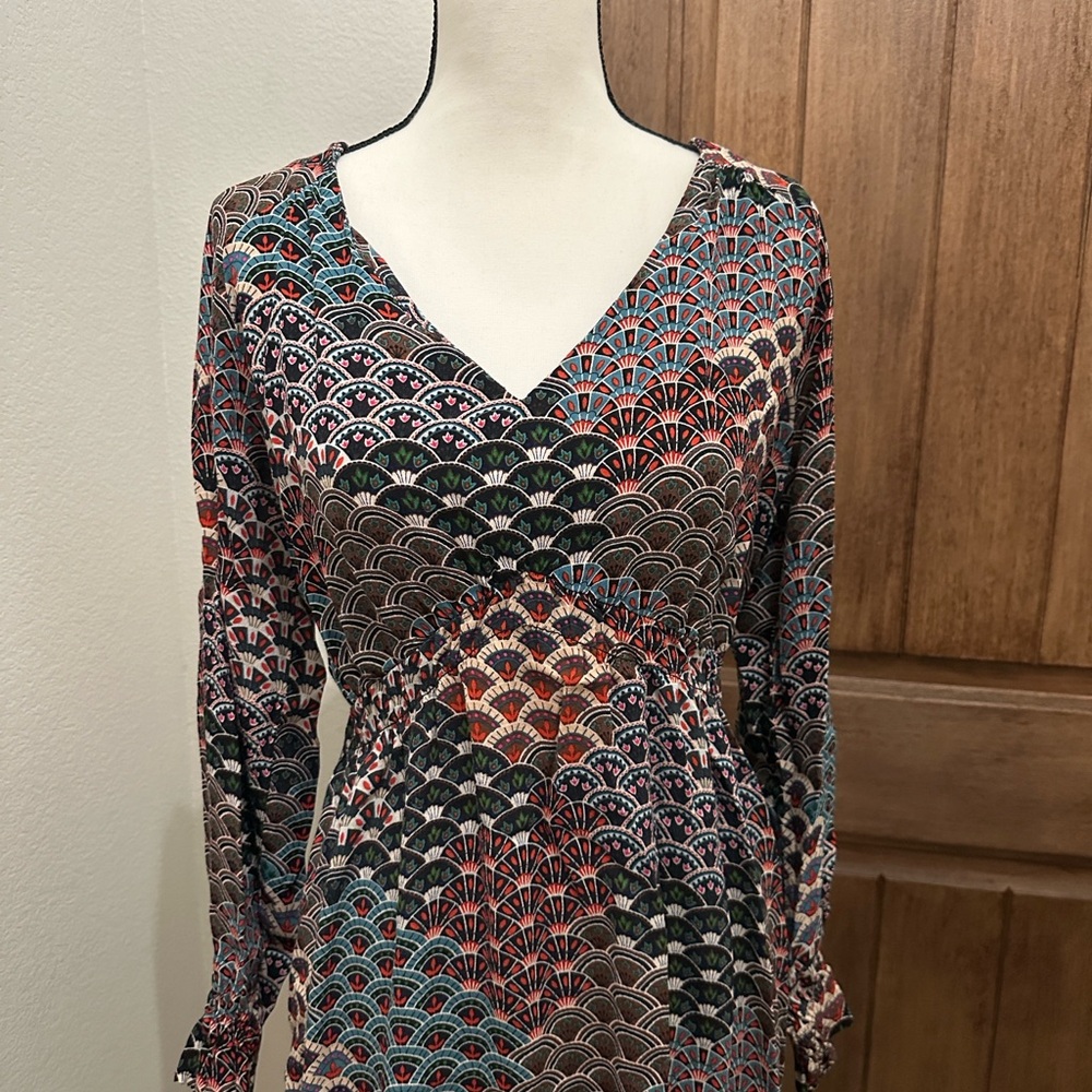Anthropologie Maeve - Monaco Geometric Long Sleeve Dress in Multicolor EUC - Picture 3 of 6